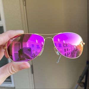 Ray-Ban polarized aviator flash pink sunglasses